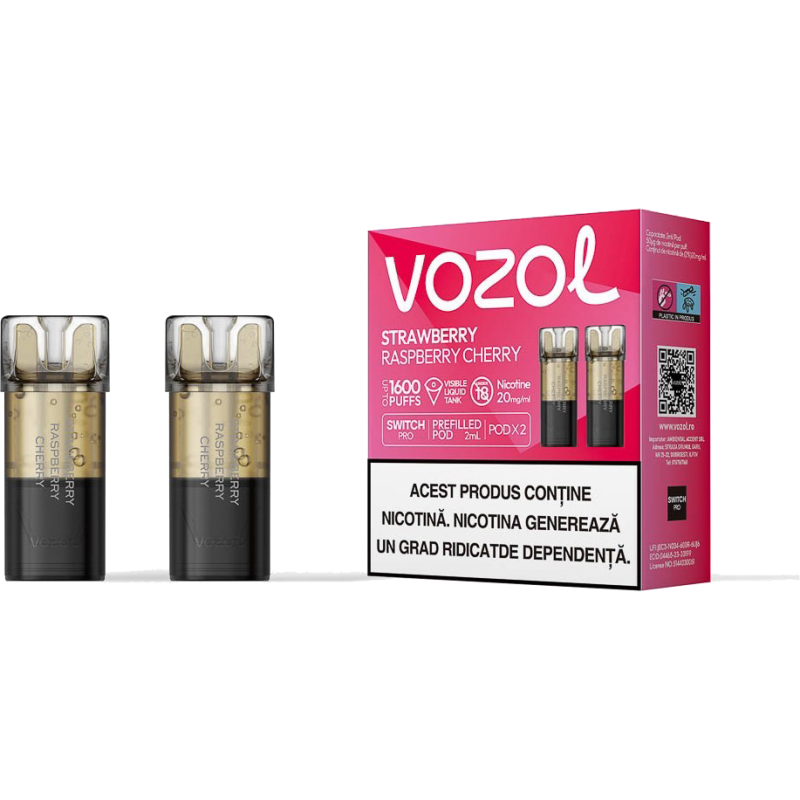Cartus de unica folosinta SWITCH STRAWBERRY RASPBERRY CHERRY Vozol